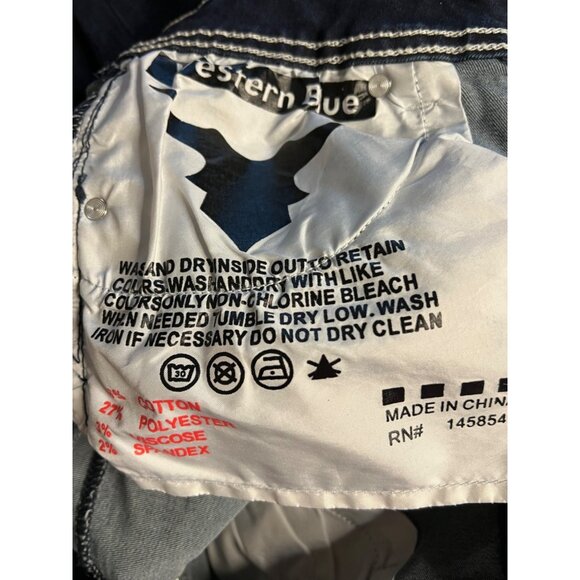 NWT Western Blue Jeans Size 13 Boot Cut Dark Wash Horse Shoe Design - Picture 10 of 16